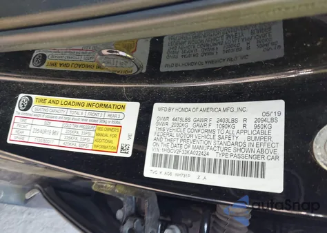 2019 Honda Accord Sport 2.0T z USA, uszkodzony, nr VIN 1HGCV2F33KA022424